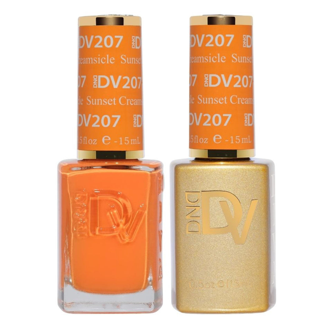 DND Diva Gel Polish Set, First Class Collection, UV/LED Gel Polish and Air Dry Nail Lacquer, Matching Chip-Free Polish Duo, 207 Sunset Creamsicle, 0.5 Fl Oz