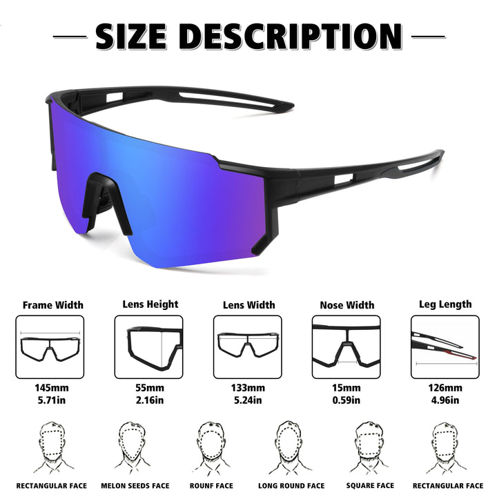STORYCOAST Sports Running Sunglasses for Men Women Cycling Driving Fishing Bike Sunglasses Polarized UV400 Protection 2Pack Matte Black/Gray+Matte Black/Dark Blue