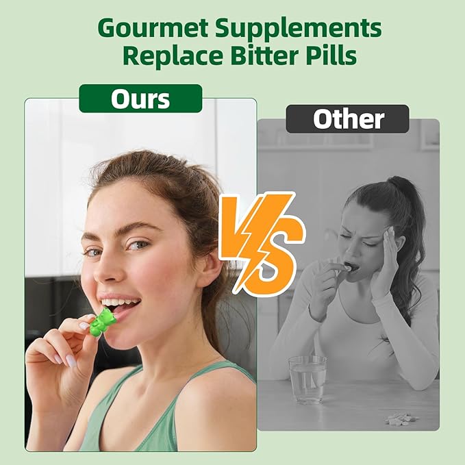 Super Greens Gummies for Women - Daily Vitamins Supplement with 20+ Nutrients, Vitamins and Minerals, Immune Support, Digestive Health, Energy Boost, Natural Green Apple Flavor, 60 Gummies
