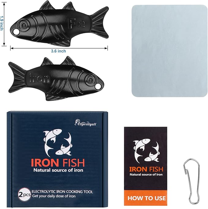 2 Pack Iron Fish A Natural Source of Iron Add Safe Iron to Food and Water,Iron Supplement Alternative Rust Resistance Cooking Iron Fish Suitable for Vegans, Athletes, Pregnant Women