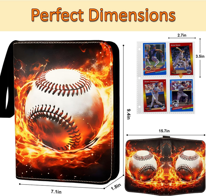 Baseball Card Binder 4 Pocket, 440 Sleeves Baseball Binder for Trading Cards Collection, Baseball Card Organizer, 3 Ring Storage Book, Small Trading Card Album Mini Case, Collector Sports Cards Holder