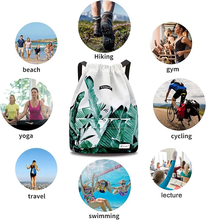 Waterproof Drawstring Bag, Gym Bag Sackpack Sports Beach Backpack for Men Women