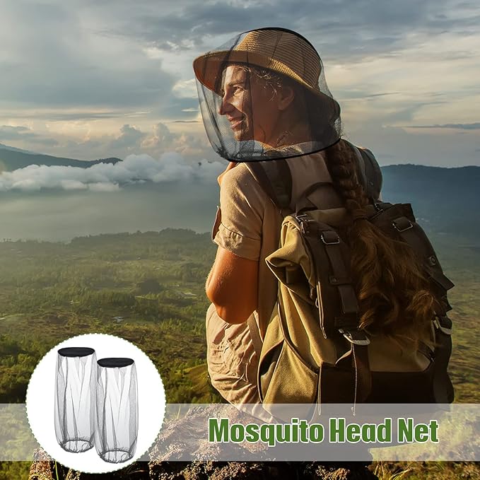Sintege 18 Pcs Mosquito Head Net Black Mosquito Mesh Net Face Neck Fly Netting Hood Protecting Net Cover Wearable Mosquito Face Net for Bugs Insect Mosquito Net Hat for Outdoor Hiking Camping Walking
