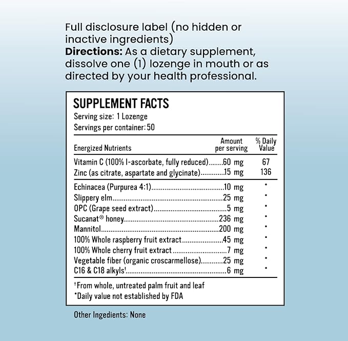 Triple Zinc Lozenges - 3 Forms of Bioavailable Zinc Glycinate, Zinc Citrate, Zinc Aspartate - Zinc Immune Support Supplement Echinacea, Slippery Elm, OPC, Vitamin C, Sucanat Honey