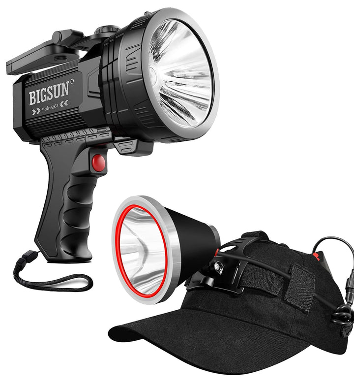 BIGSUN Rechargeable Spotlight Q953 with S300 Rechargeable Headlamp