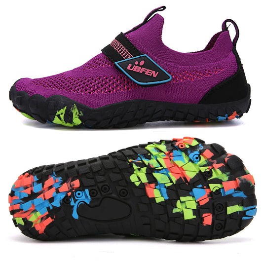 UBFEN Kids Water Shoes for Boys Girls Quick Dry Lightweight Aqua Socks for Toddlers Little Big Kid Barefoot Beach and Pool Sports Non-Slip Swim Shoes D Purple 8 Toddler