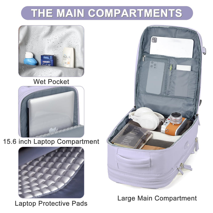 Extra Large Backpack For Traveling On Airplane Travel Backpack For Women Men Airline Approved Carry On Bags For Airplanes Gym Bag With Shoe Compartment Waterproof Laptop Backpack Hiking Backpack