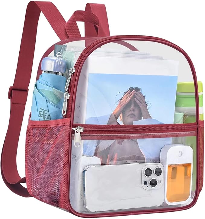 USPECLARE Clear Backpack Stadium Approved 12X11x6, Waterproof Clear Bag Stadium Backpack for Concert Work Sport Event