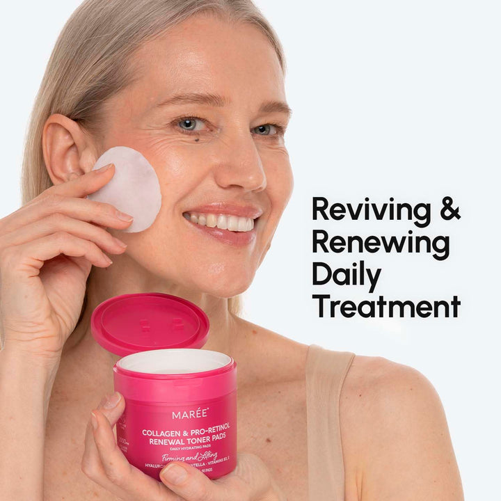 Collagen Toner Pads with Retinol | Hydrating Anti-Aging Wipes for Skin