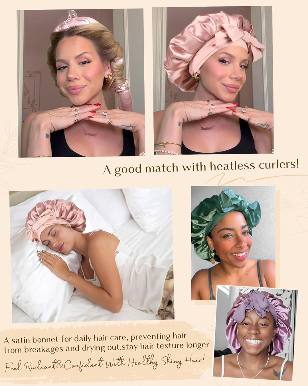 Silk Sleeping Bonnet for Women | Double Layer Satin Lined | Burgundy