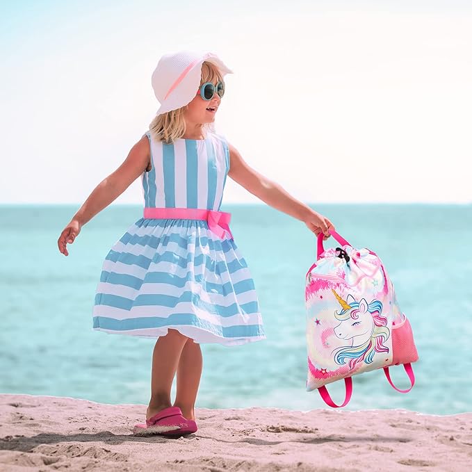 WAWSAM Gym Drawstring Backpack String Bag - 15” x 17” Sports Gym Bag for Kids Waterproof Swimming Beach Shopping Yoga Bag