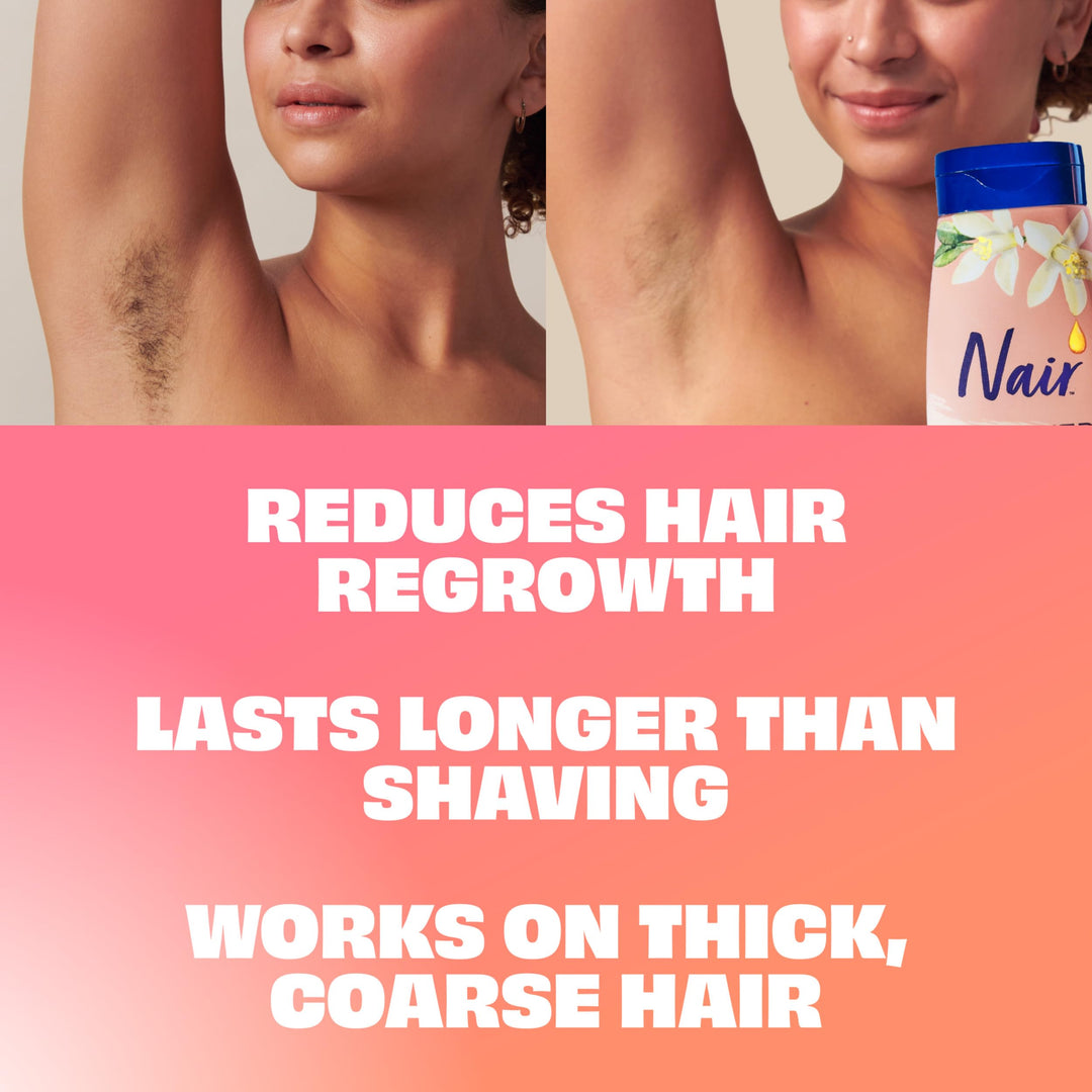 Nair Shower Cream Hair Remover with Moroccan Argan Oil and Orange Blossom, Body Hair Removal Cream for Women, 12 oz