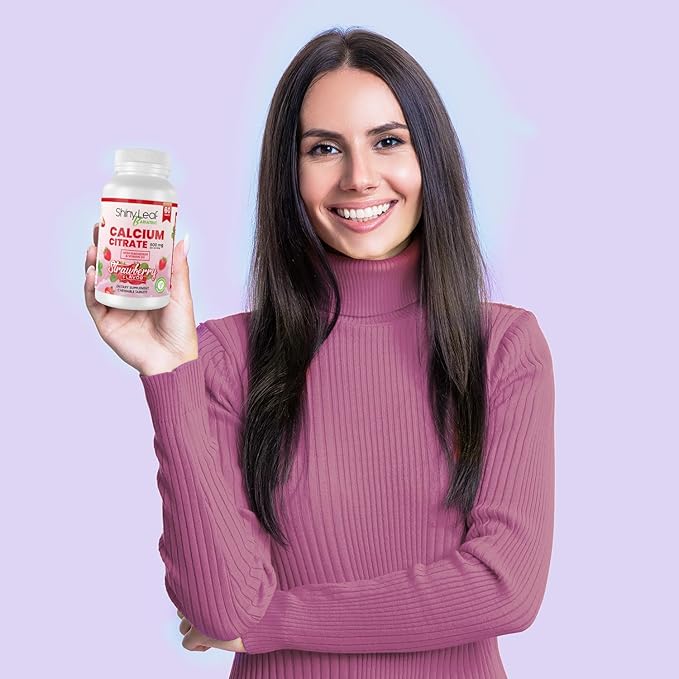 Shiny Leaf Bariatric Calcium Citrate 600mg - Supplement for Bariatric Surgery Patients, 60 Ct Chewable Tablets with Magnesium, Vitamin D3, Natural Strawberry Flavor, Vegetarian (4 Months)