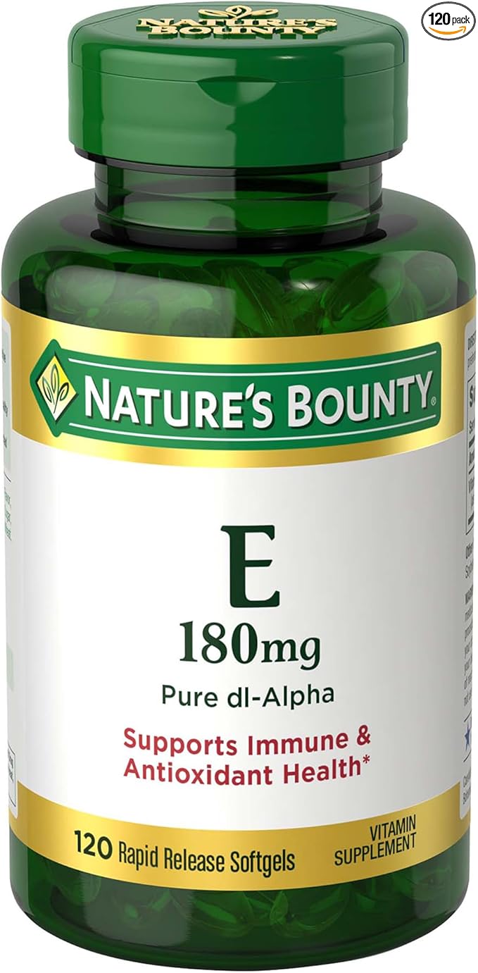 Nature's Bounty Vitamin E Pills and Supplement Softgels, Supports Antioxidant Health, 400iu, Multi, 180 mg, 120 Count (Pack of 1)