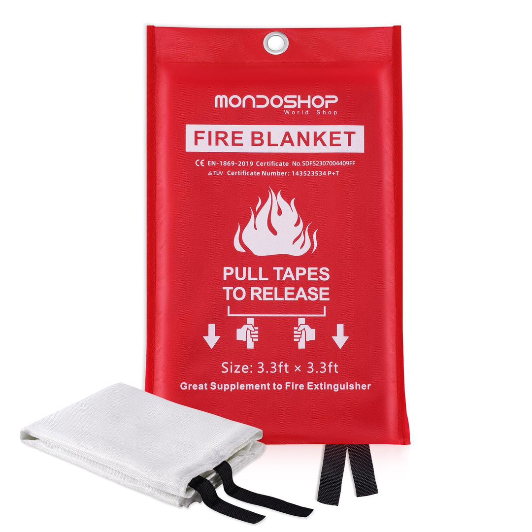 Mondoshop Emergency Fire Blankets for Home Kitchen Fiberglass Fireproof Blankets for Camping, Picnic, Fireplace, School, Grill, Car, Office, Warehouse