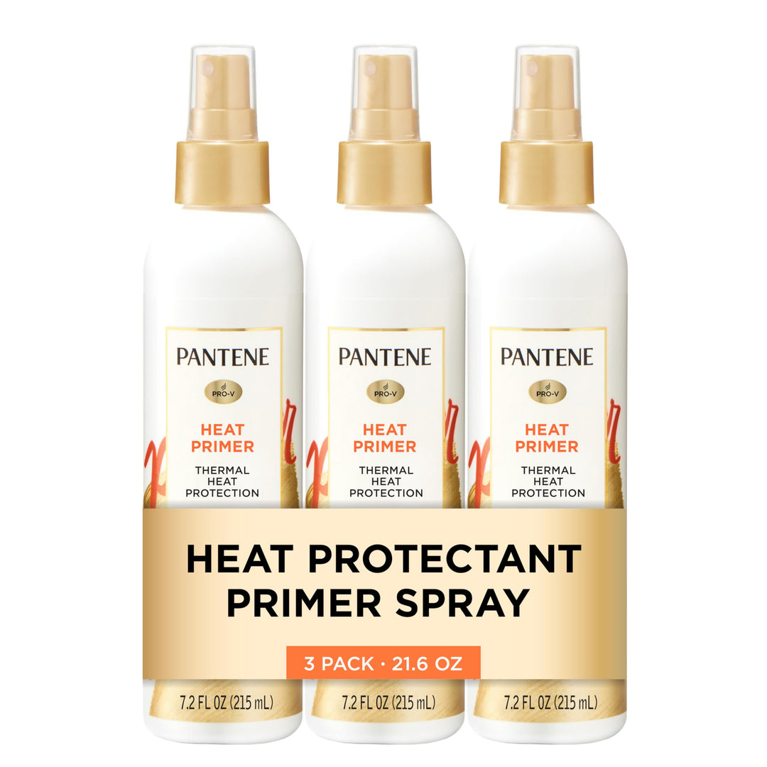 Pantene Pro-V Heat Protectant Spray, Thermal Heat Primer for Hair, Pack of 3, 21.6 oz total