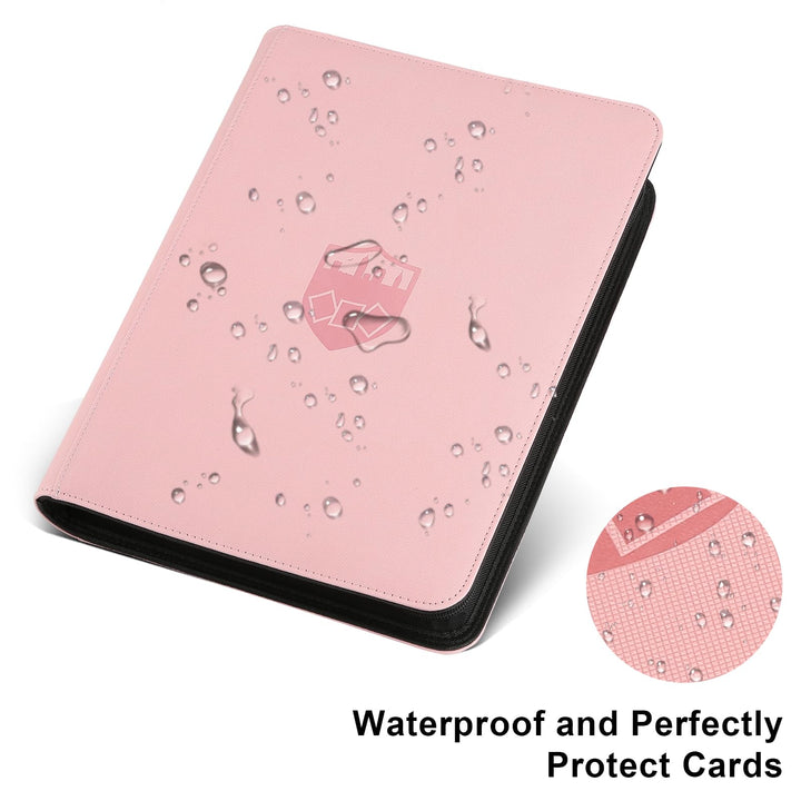 Trading Card Binder 16 Pocket, GERMUN PU Cover Card Binder for 1000+ Cards, Premium Trading Card Holder Folders, Double Sided Pocket Card Album for MTG, TCG (Pink)