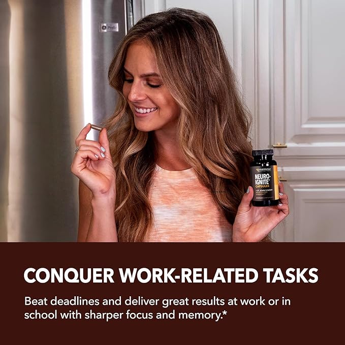 NeuroIGNITE Brain Supplement for Cognition - 60 Count - Cognitive Support with St. John's Wort, Ginkgo Biloba, Bacopa, Phosphatidylserine and Nootropics - Non-GMO Capsules, 2-Month Supply