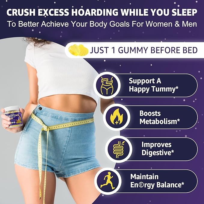 Melatonin 10mg Gummies, Night Time Metabolism Gummies for Adults, Crush Excess Hoarding While You Rest, Promote Healthy Zzzs, with Magnesium, Ashwagandha, 5-HTP, GABA, 100% Drug Free,Sugar Free,2Packs