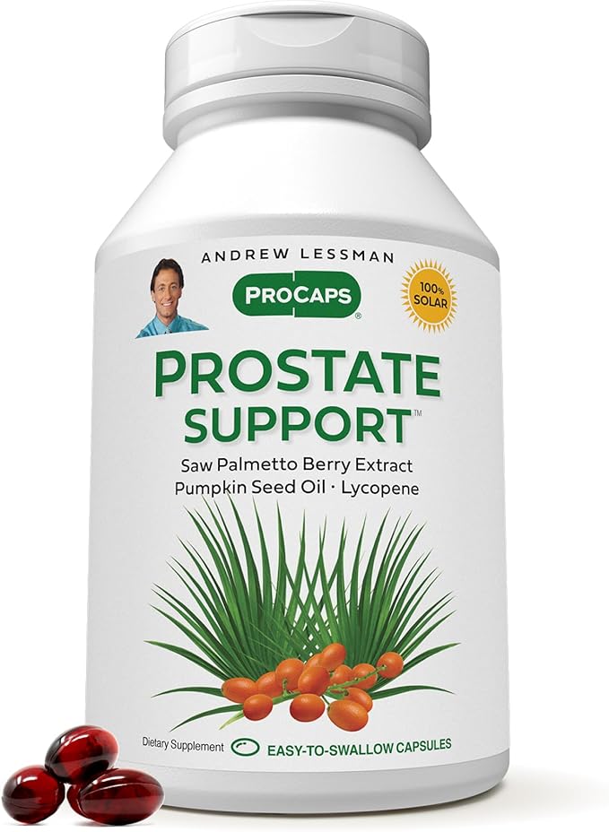 ANDREW LESSMAN Prostate Support Supplement for Men's Health, 60 Softgels, No Additives - Saw Palmetto for Men, Pumpkin Seed Oil, Lycopene, Omega-3 for Prostate Health, Urinary, Bladder Function