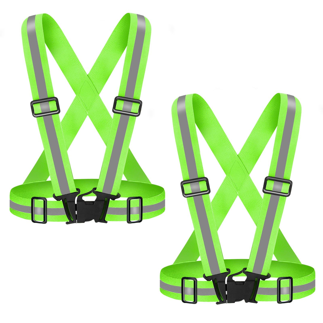 Fepdiu High Visibility Reflective Vest 2Pack Safety Vest Running Reflective Gear Adjustable Reflective Vest for Walking,Jogging,Hiking,Night Cycling