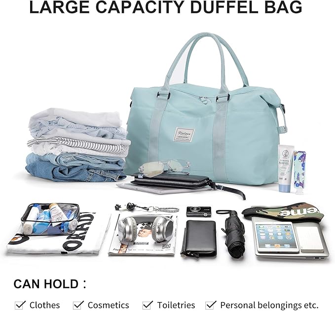 Travel Duffel Bag,Sports Tote Gym Bag,Shoulder Weekender Overnight Bag for Women
