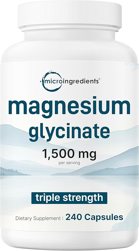 Triple Strength Magnesium Glycinate 1,500mg Per Serving, 240 Capsules | Easily Absorbed Chelated Magnesium + Elemental Form | Healthy Muscle, Bones, & Mood Support Supplement | Non-GMO