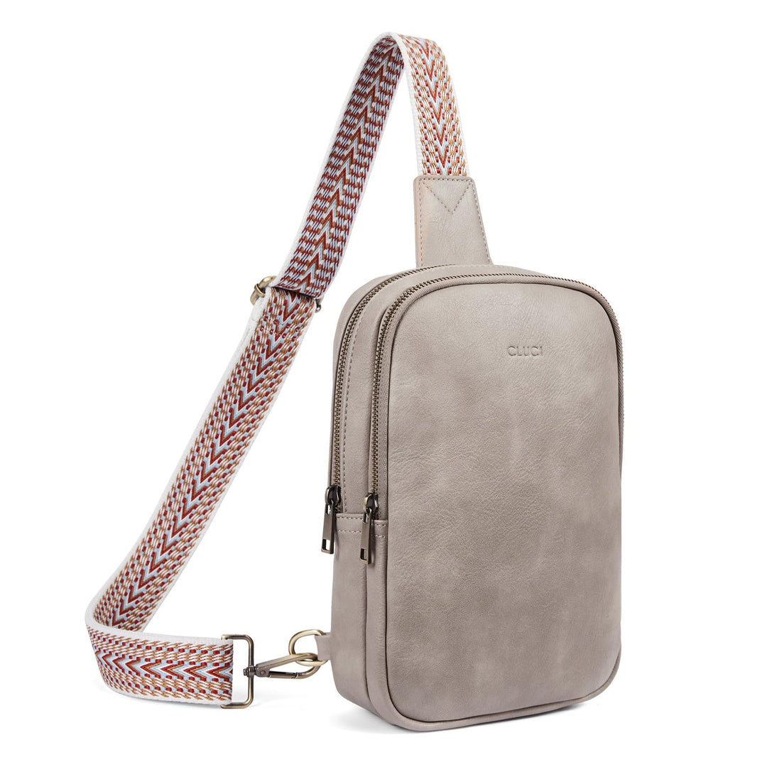CLUCI Crossbody Bags for Women Sling Bag for Women Men Leather Large Cross Body Bag for Woman Sling Backpack Crossbody Backpack for Travel Hiking Outing