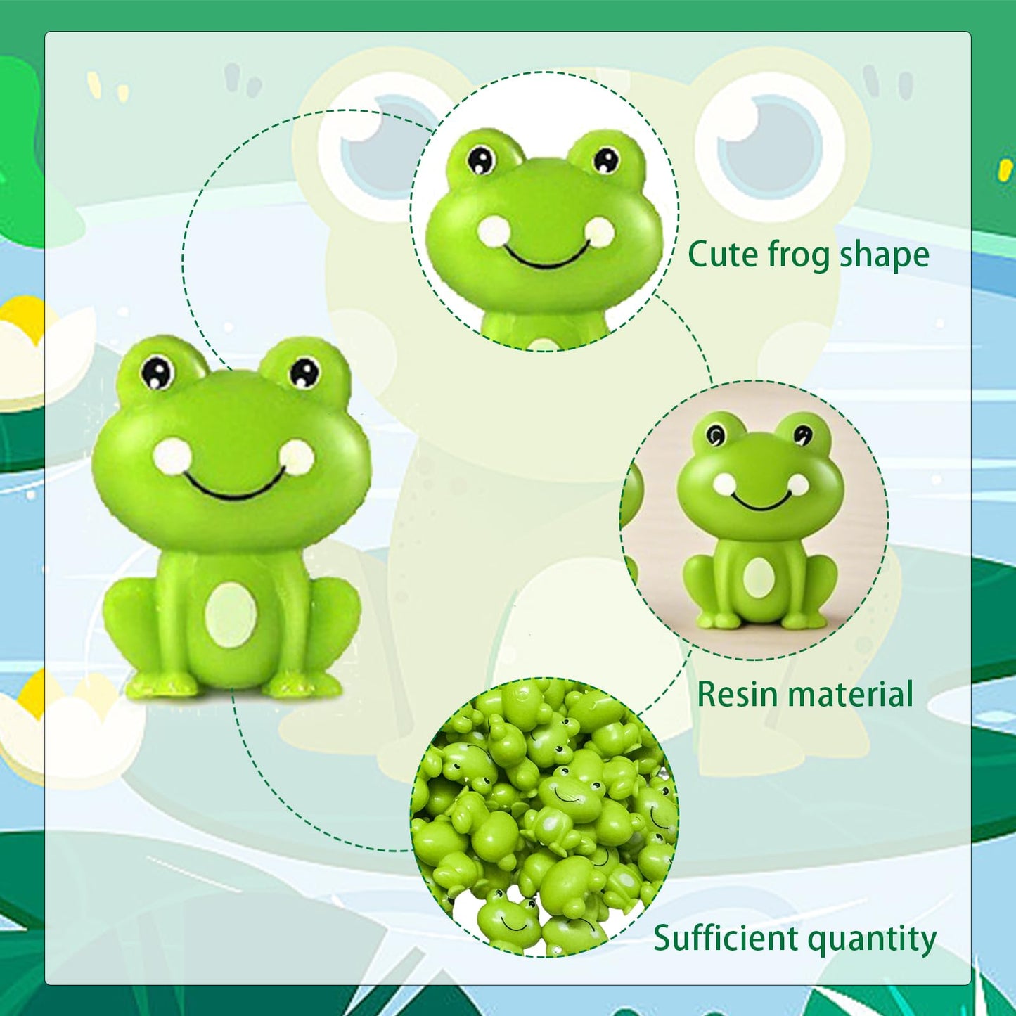 100 Pieces Mini Green Plastic Frog Garden Decorations, Wsimily Tiny Frog Sculptures for Fairy Garden, Dollhouse Décor, Party & Home Decoration - Cute Miniature Frog Figurines