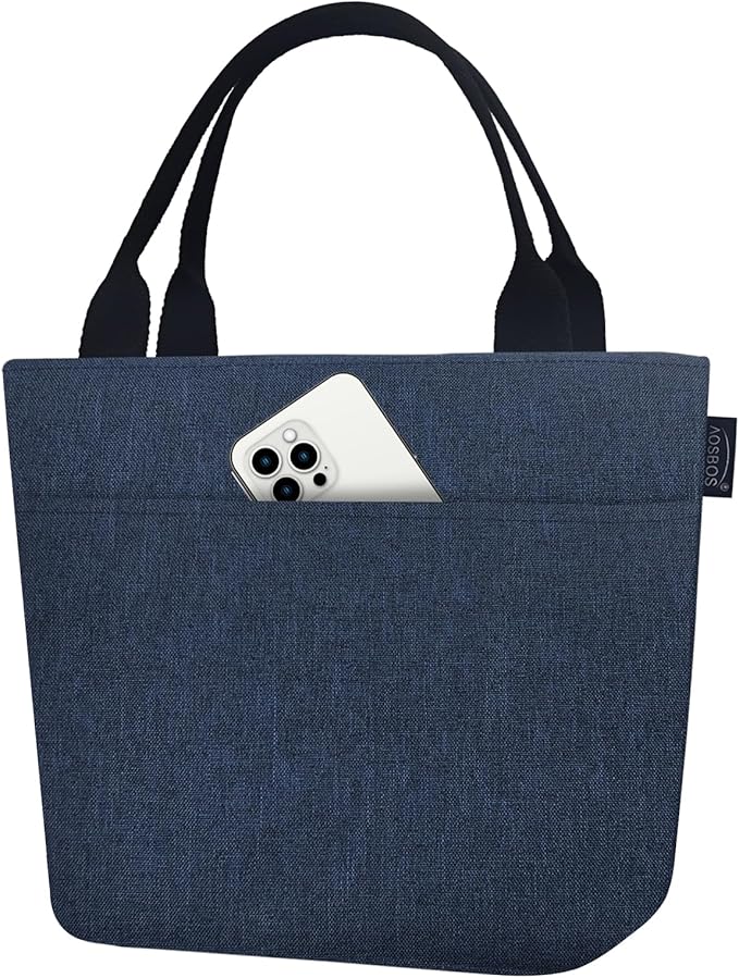 Aosbos Insulated Lunch Bag for Women, Blue, 10.0L x 5.5W x 10.0H Inches, Leakproof & Waterproof, Long-Term Insulation, Stylish & Portable, Perfect for Work, Travel, Shopping or Outdoor Activities