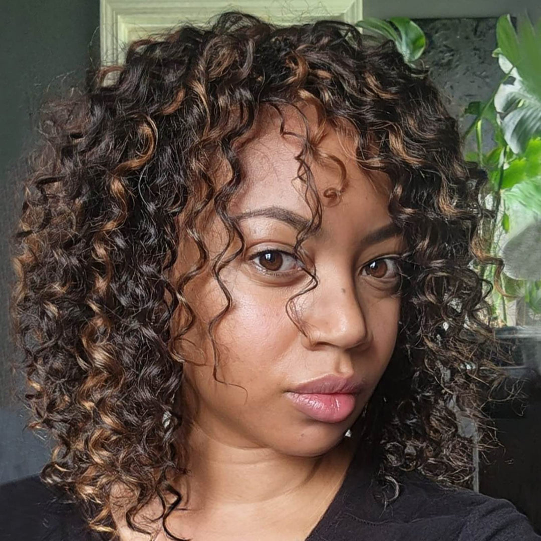 Toyotree Deep Twist Crochet Hair - 10 Inch 8 Packs Brown Highlight Short Curly Deep Wave Crochet Hair, Synthetic Ocean Wave Brai