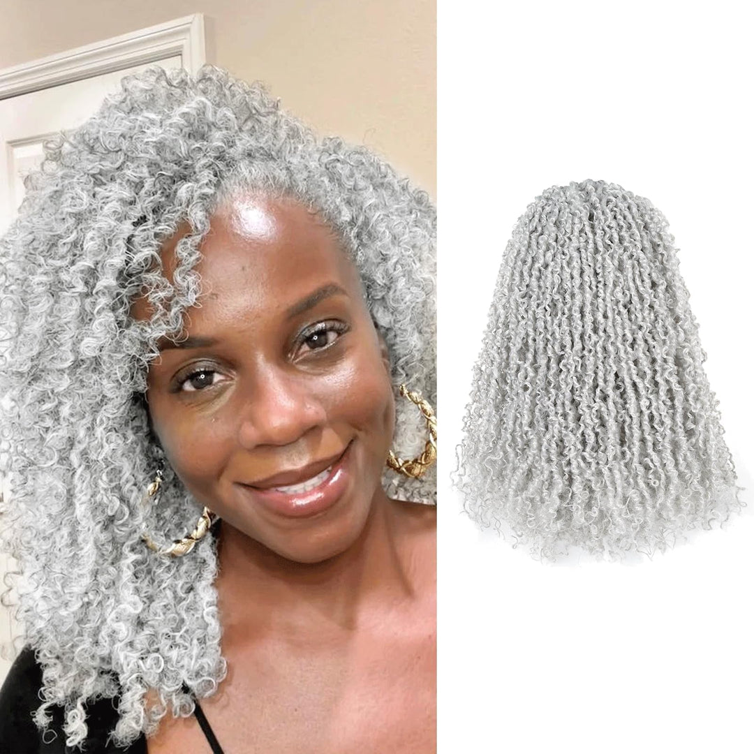 Toyotress Yanky Twist Crochet Hair - 6 Inch 8 Packs (30 Strands/Pcs) Fluffy Spring Mini Twist Short Bob Passion Twist, Silver Pre-Looped Crochet Braids Braiding Hair (6 Inch, Silver-8P)