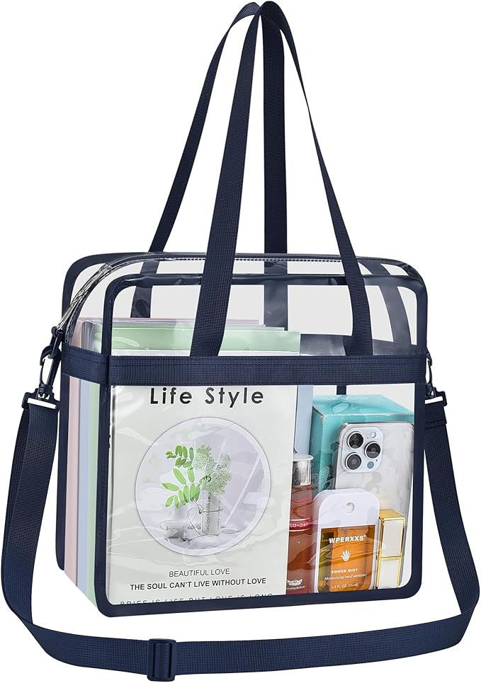 USPECLARE Clear Tote Stadium Approved, Security Travel & Gym Clear Bag for Work Sports Games Concerts