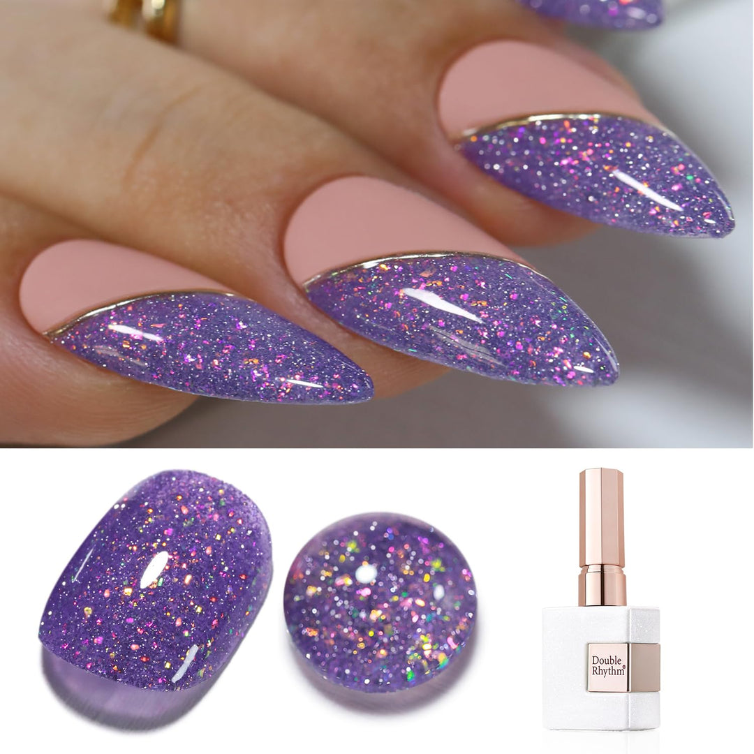Double Rhythm 15ML Glitter Gel Polish Shimmer Reflective Holographic Color Magnetic for Nail Art Salon DIY at Home (B1137)
