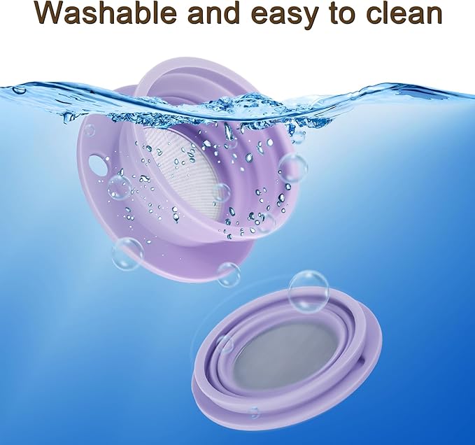 Collapsible Paperless Pour Over Coffee Maker with Stainless Steel Mesh Filter, Silicone Camping Coffee Maker Pour Over for 1~2 Cup, Reusable Collapsible Travel Pour Over Coffee Dripper (Purple)