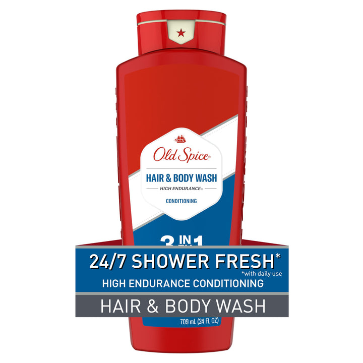 Old Spice Refreshing 2-in-1 Hair & Body Wash Conditioner for Men, High Endurance, 3X Defense, 24/7 Shower Fresh with Lasting Scent, Scented, 24 oz