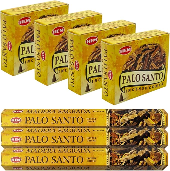 Palo Santo Incense Sticks and Cones Variety Pack with Burner Holder Bundle from Hem Incense Trumiri for Smudging and Aroma