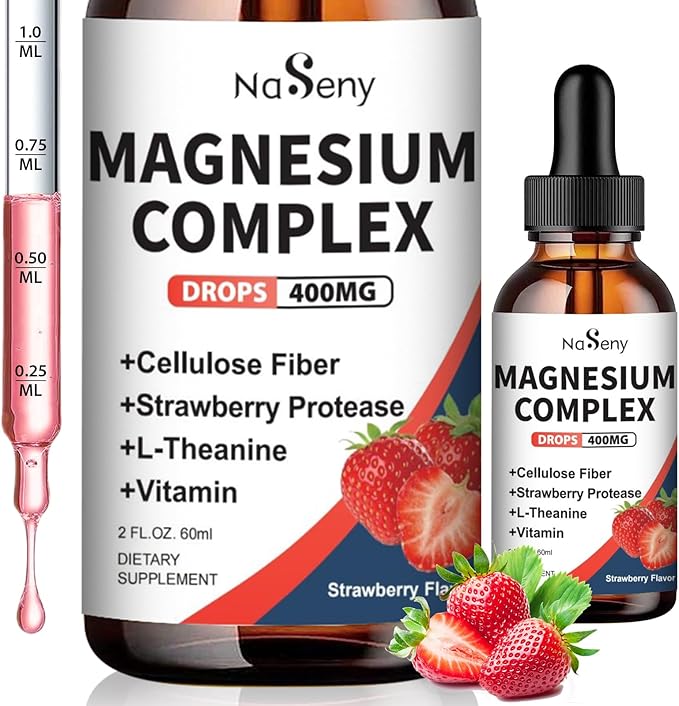 Liquid Magnesium Glycinate,Magnesium Drop for Kids 400mg Liquid Magnesium Complex Hight Absorption Bone Health,Relaxation (2PCS)