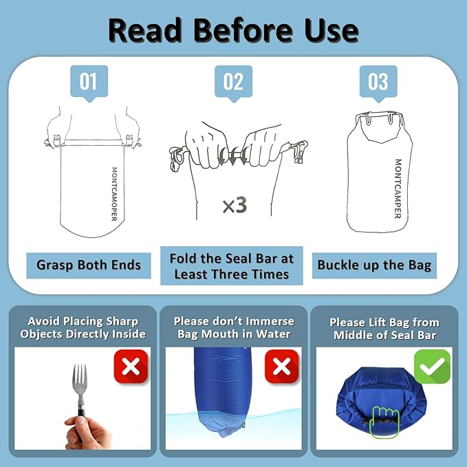 30D Nylon Waterproof Dry Bag-Suitable for Hiking, Kayaking and Rafting-Portable Waterproof Storage Sack with Roll Top Closure-Float on Water(3L/Blue)