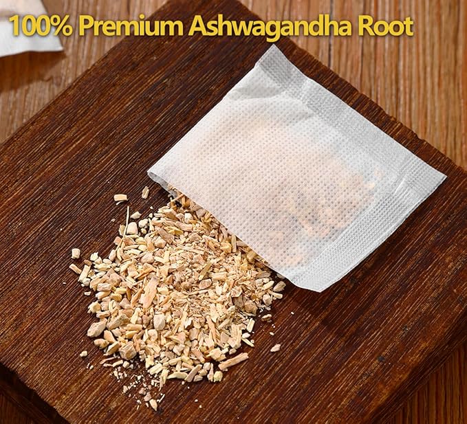Premium 40 Ashwagandha Tea Bags, Made with 100% Wild Ashwagandha Root, No Additives & Caffeine free.