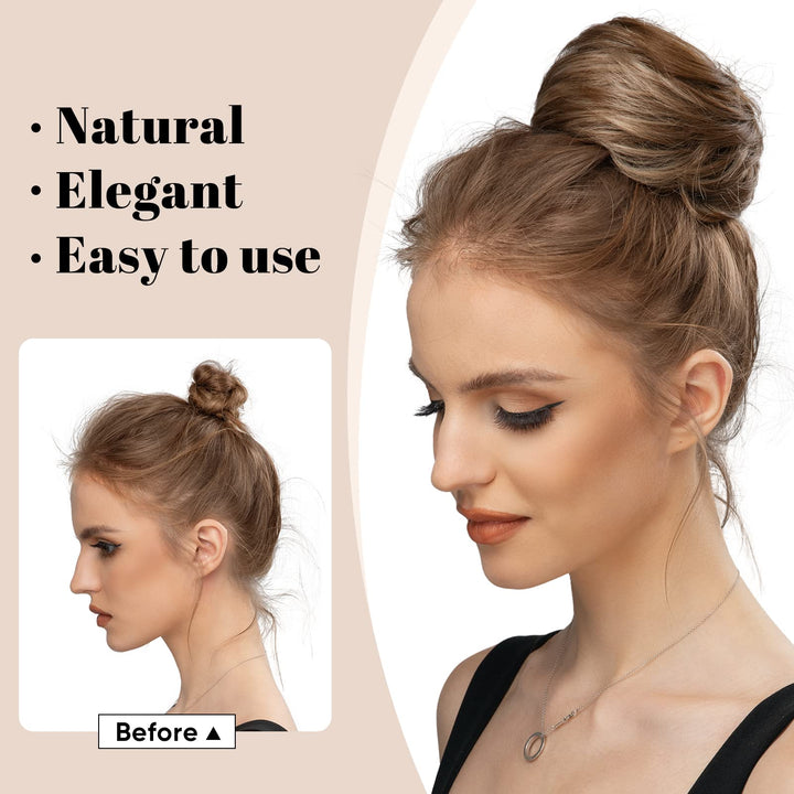 SARLA Hair Bun Extension Synthetic Drawstring Updo Fake Ballet Bun for Women Girls Lady Donut Chignon Bahama Beige