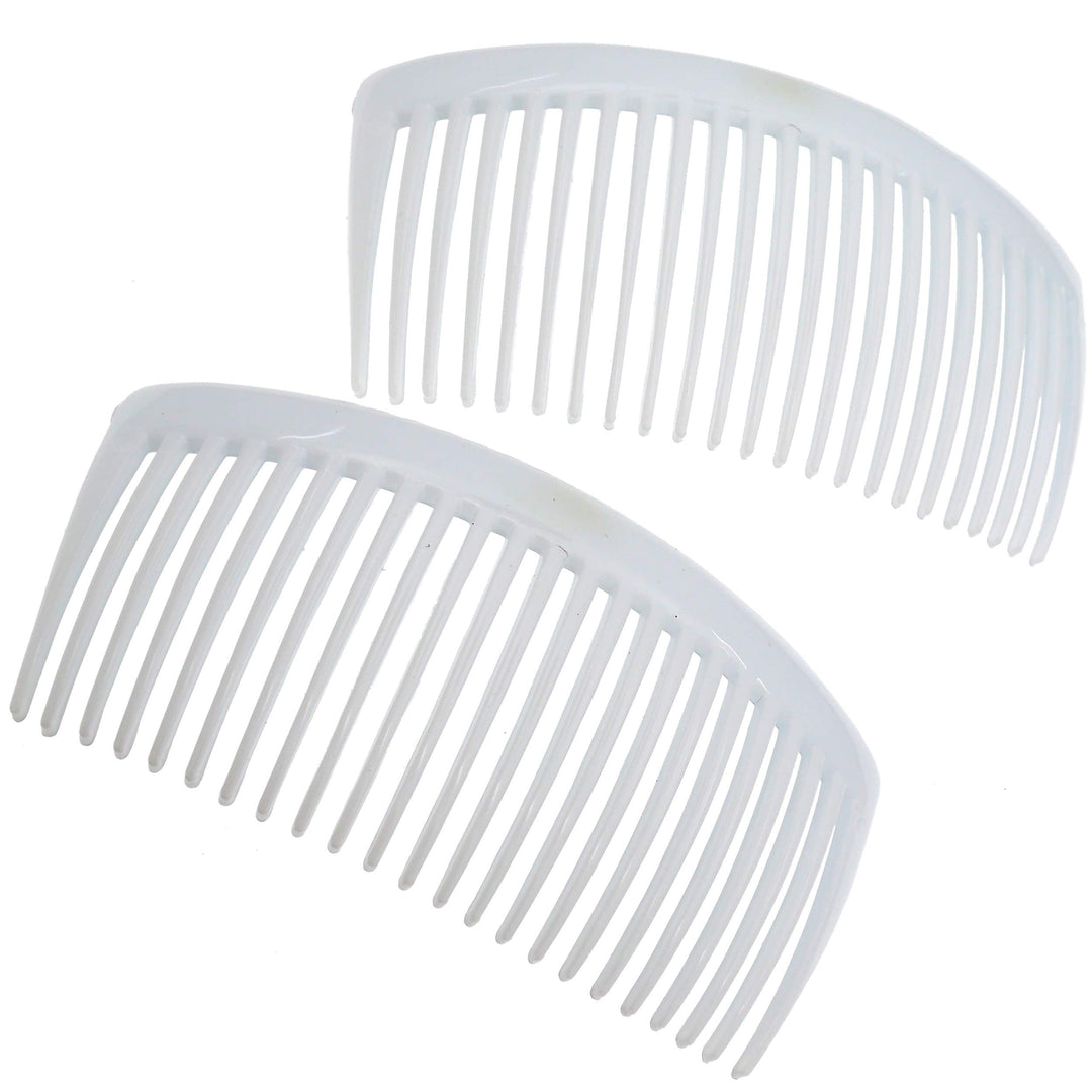 Camila Paris Cp3024 French Side Combs Large Curved, White French Twist Hair Combs Decorative, Strong Hold Hair Clips For Women B