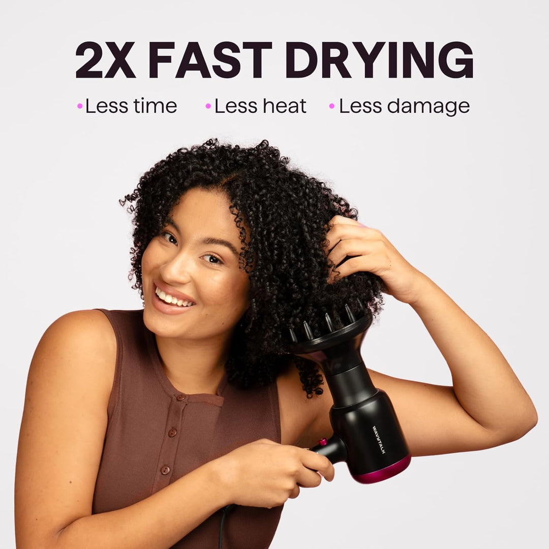 Wavytalk 1875W Ionic Hair Dryer | Diffuser & Comb for Curly Hair | Green