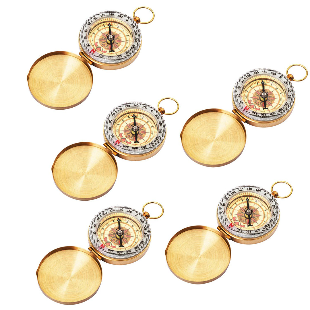 Bahfir Camping Survival Compass for Hiking, Pocket Compass for Kids, Glow in The Dark Compass for Camping Hunting, Outdoor Military Navigation Tool (5 Pack)