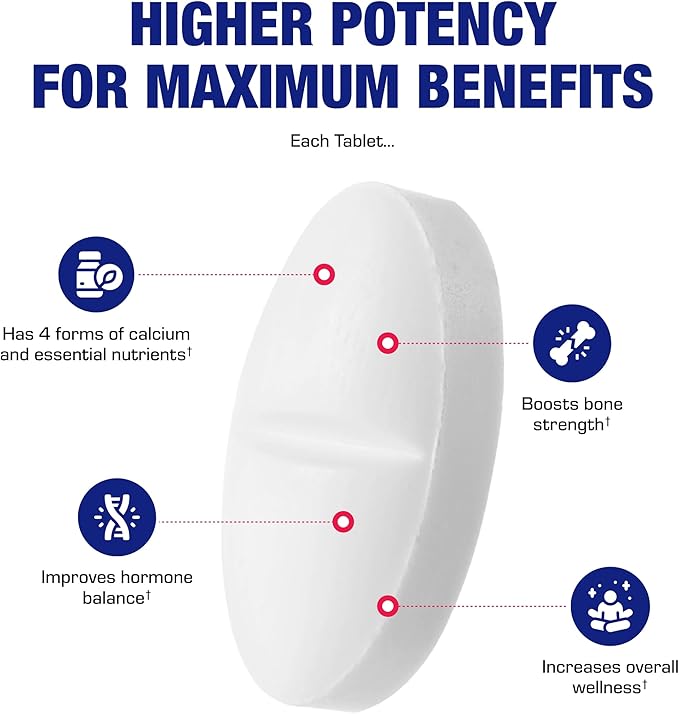 Osteo-Plex Bone Health Supplement for Women - Clinical Formula Bone Strength Supplement with Magnesium Calcium Vitamin D3 & Trace Minerals Complex - Easy to Swallow Gentle Tablets - 240 Count