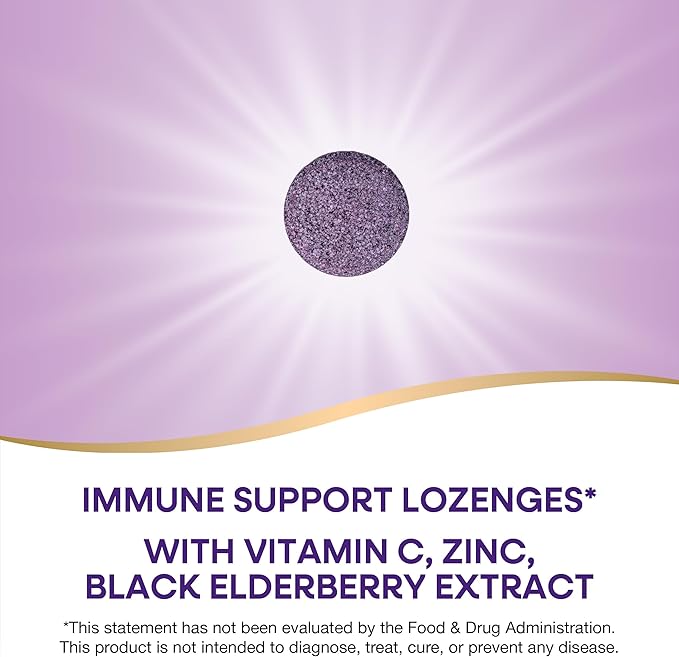 Nature's Way Sambucus Immune Elderberry Lozenges* with Vitamin C, Echinacea, & Zinc, 30 Lozenges