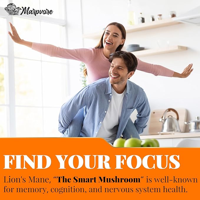 1400mg Lions Mane Supplement Capsules - 50x Strength Potency Brain Supplements for Memory and Focus | Natural Nootropics Brain Supplement for Cognitive, Clarity, Concentration & Energy - 60 Caps