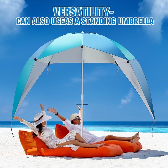 Beach Shelter Umbrella Premiere UPF 50+ Umbrella Shelter for Sun and Rain Protection for Adult (10-Foot, Blue Green)