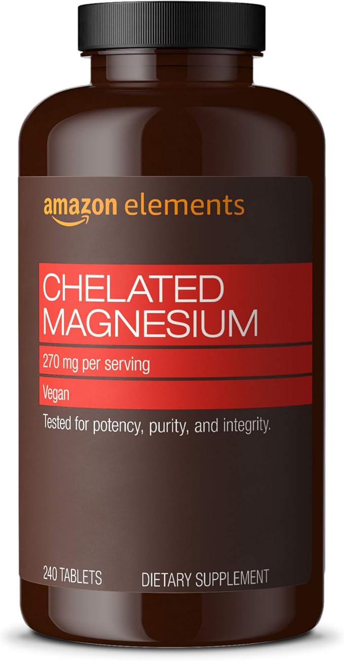 Amazon Elements Chelated Magnesium Glycinate (240 Tablets) and Vitamin D3 (180 Softgels)