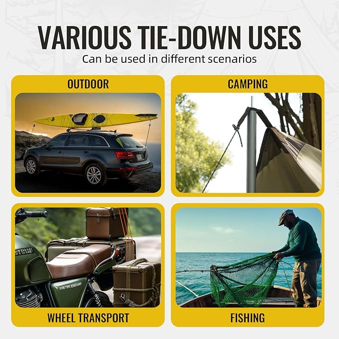 2pcs 15ft Ratchet Tie Down Rope Canopy Tent Tie Downs Strap Retractable Hanger with Hooks Reinforced Metal Gear for Camping Essentials 5/32"…